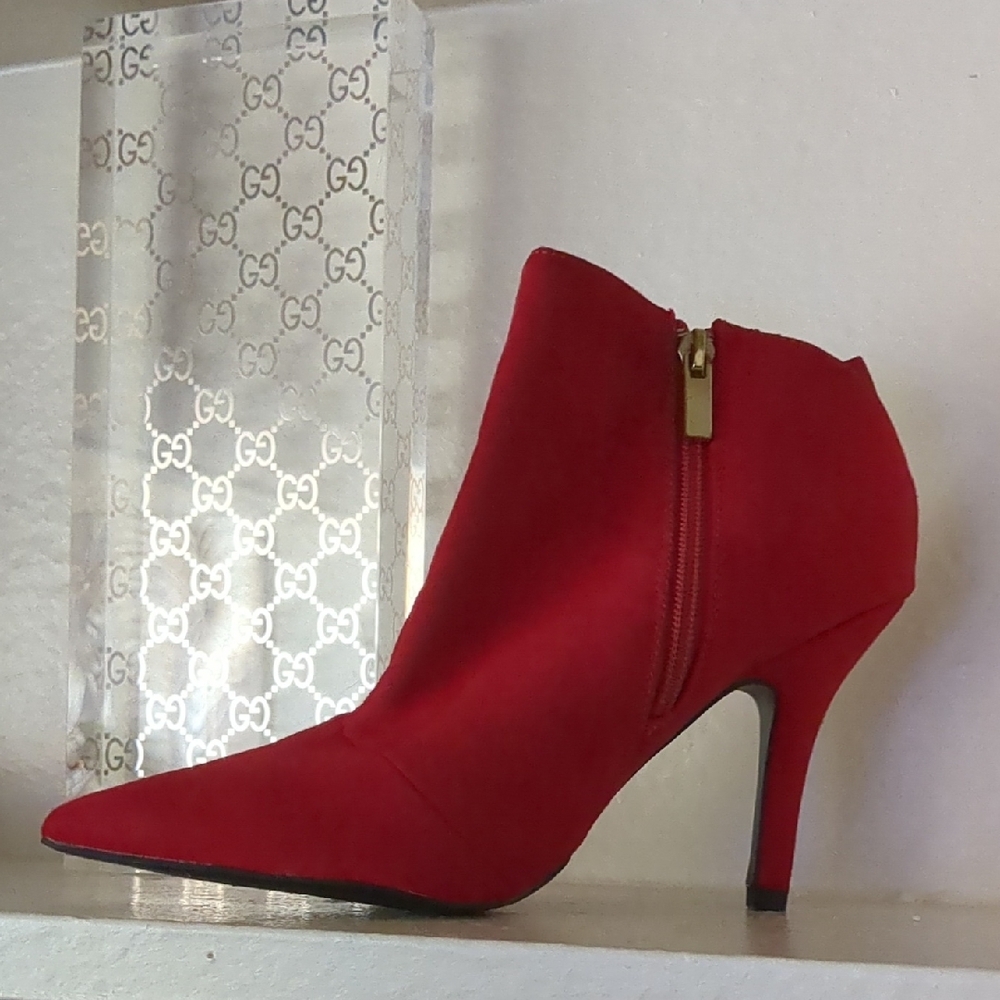 ❤️❤️  Red Suede Heel Boots.